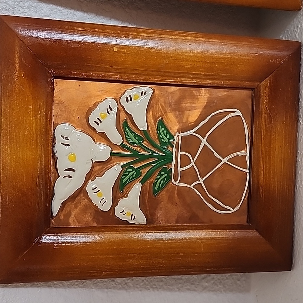 Vintage Copper Art Floral Wall Art Set - Picture 3 of 7